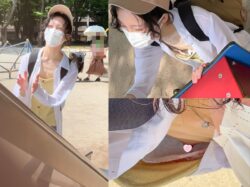 胸チラ動画09 近所の公園で再会した美人若ママのB地区チラ