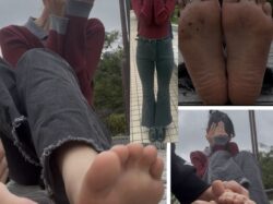 初経験！174cm大学超絶美女超激弱足裏くすぐり足比べ！5分35秒
