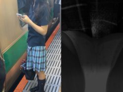 素人プレイ日記３０９TRAIN目鮮やかな水色のチェックスカート女子の生態