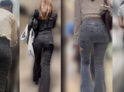 デニムパンツのお姉さん4人セット?
