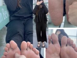 激強！180cm長拭?女26cm足裏くすぐりグーパー足比べ5分